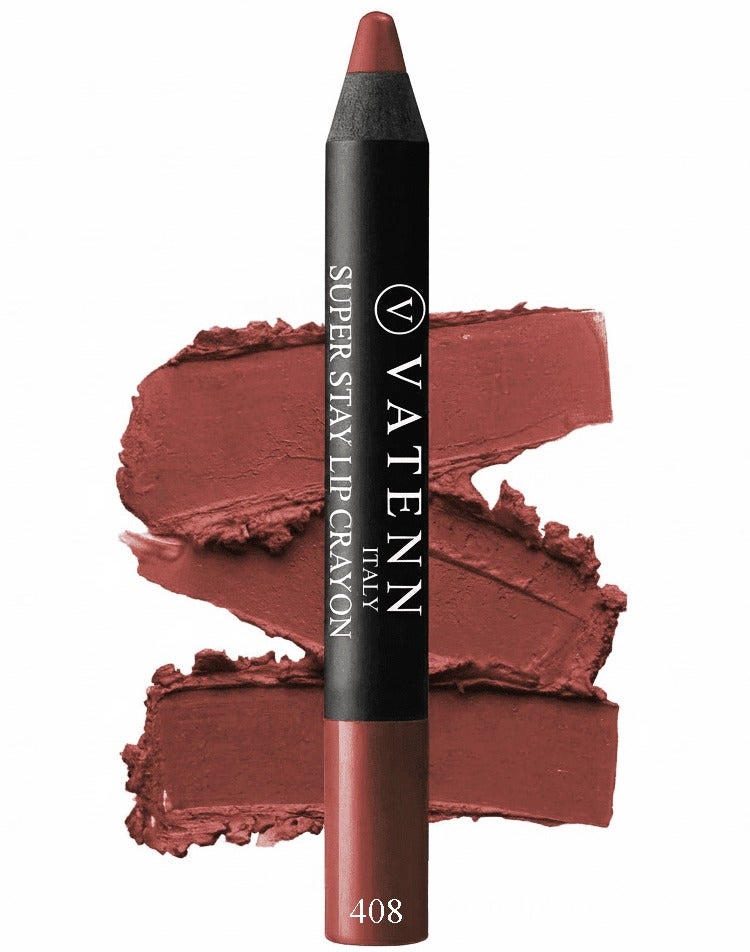 فاتن إيطاليا Super Stay Lip Crayon 408 | 18-Hour Matte Finish | Non-Drying, Non-Sticky | Waterproof, Smudge-Proof, Budge-Proof | Sharpener Tip for Fresh Precision - Image 1